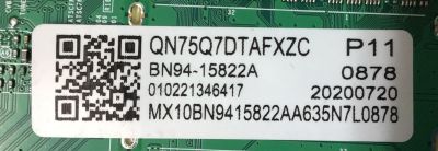 KIT DE TARJETAS PARA TV SAMSUNG MAIN  BN94-15822A / BN41-02749A / BN97-16593C / FUENTE BN44-01064A / L75E8N_TSM / BN4401064A / PANEL CY-RT075FGHV5H / MODELO QN75Q70TAFXZA CF04 / QN75Q70TAFXZA / QN75Q70TAF - Imagen 2